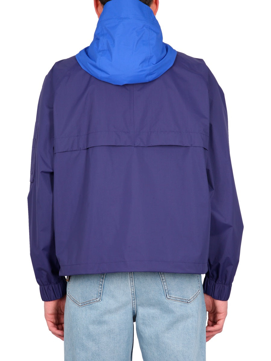 K-Way Hooded Nylon Jacket — Blue, view 7