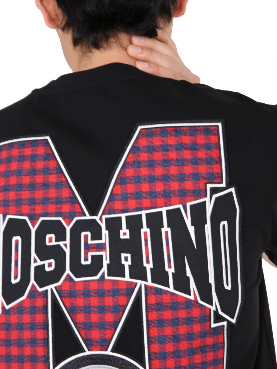 Moschino Logo-Patch Cotton T-Shirt — Black, view 3