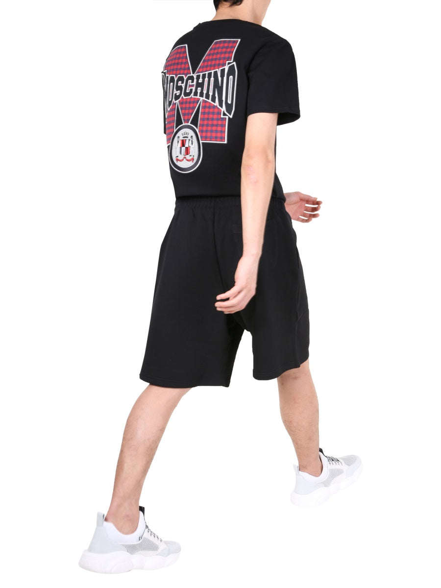 Moschino Logo-Patch Cotton T-Shirt — Black, view 4