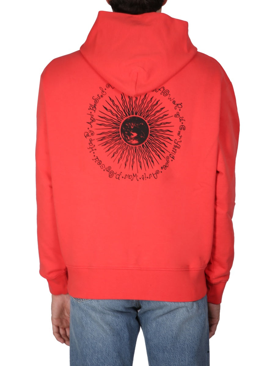 Sunflower Logo-Embroidered Cotton Sweatshirt — Red, view 2