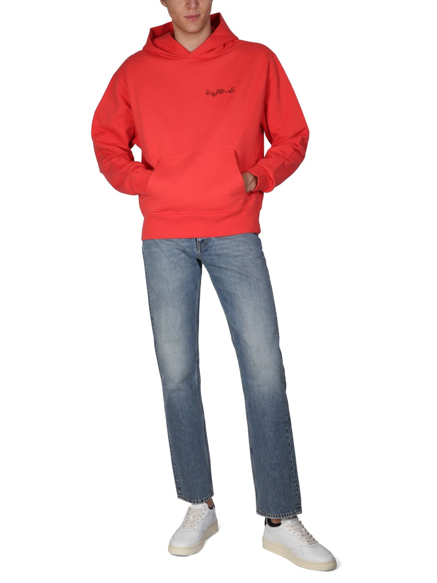 Sunflower Logo-Embroidered Cotton Sweatshirt — Red, view 3