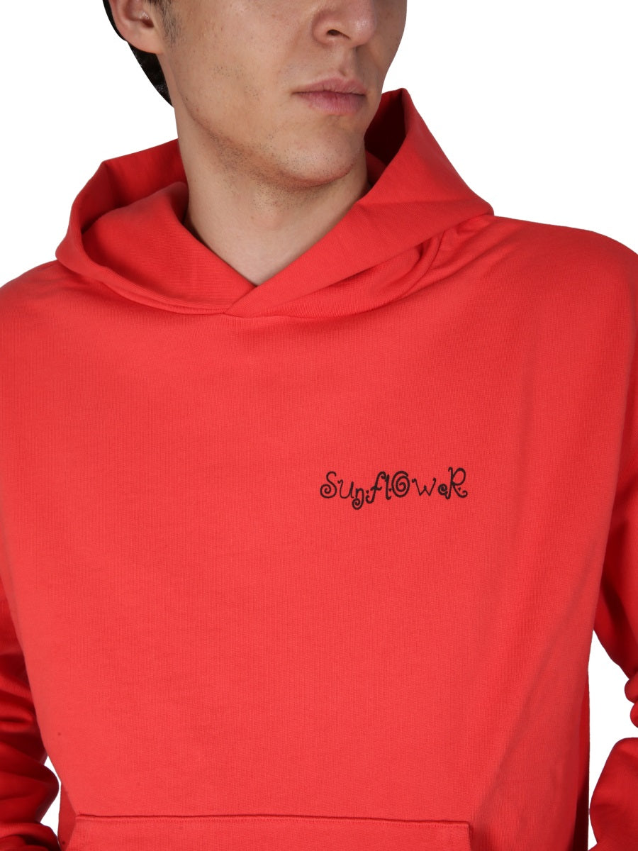 Sunflower Logo-Embroidered Cotton Sweatshirt — Red, view 4