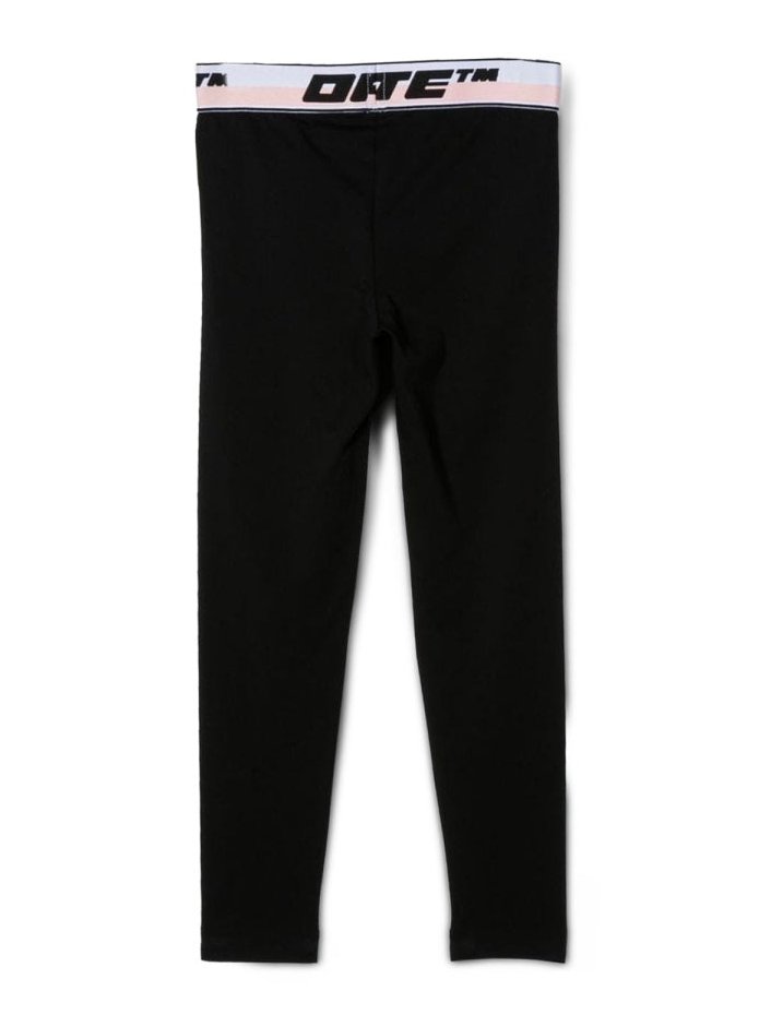 Off-White Logo Band Cotton Leggings — Black, view 3