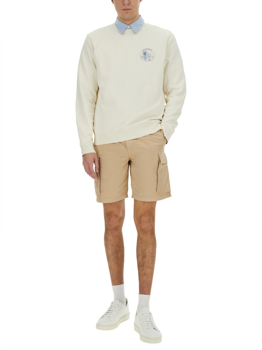 Woolrich Logo Cotton Sweatshirt — Ivory, view 4
