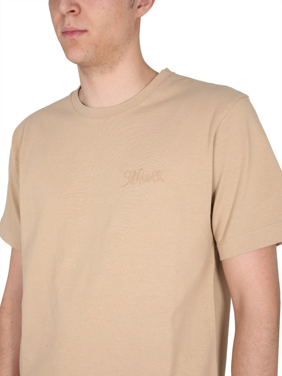 Sunflower Embroidery Logo T-Shirt — Brown, view 4