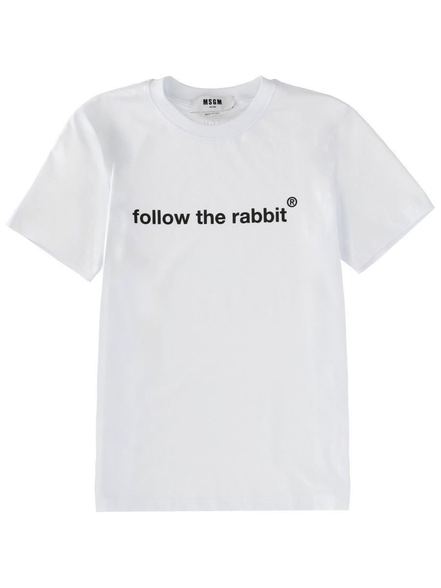 MSGM Follow The Rabbit T-Shirt — White by Msgm