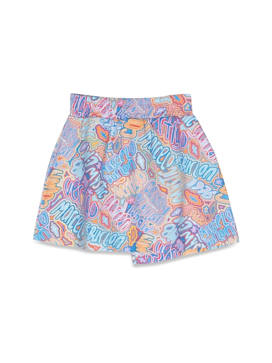 Marcelo Burlon County Of Milan Panel Sweat Skirt — Multicolor, view 3
