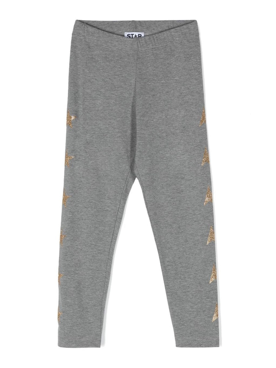 Golden Goose Glitter Multistar Print Cotton Leggings — Gray by Golden Goose