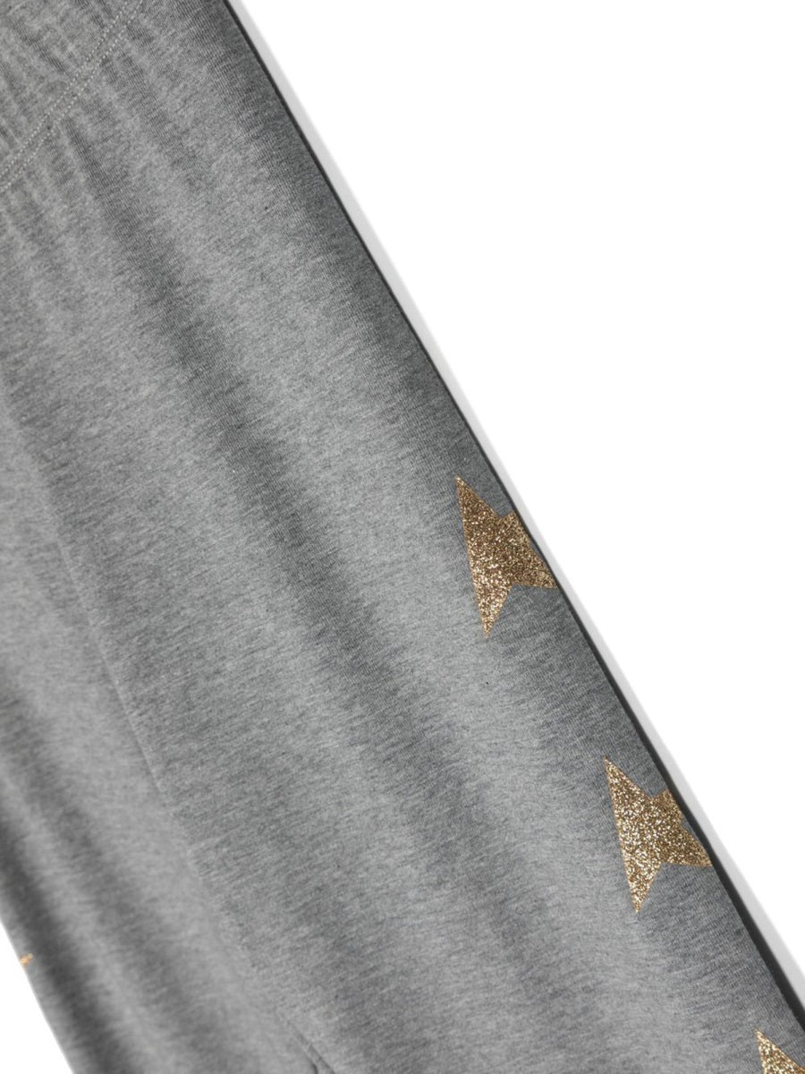 Golden Goose Glitter Multistar Print Cotton Leggings — Gray, view 2