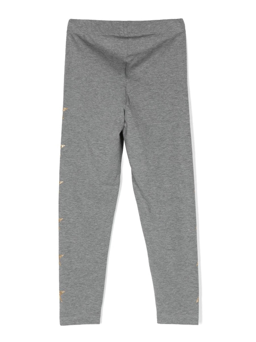 Golden Goose Glitter Multistar Print Cotton Leggings — Gray, view 3