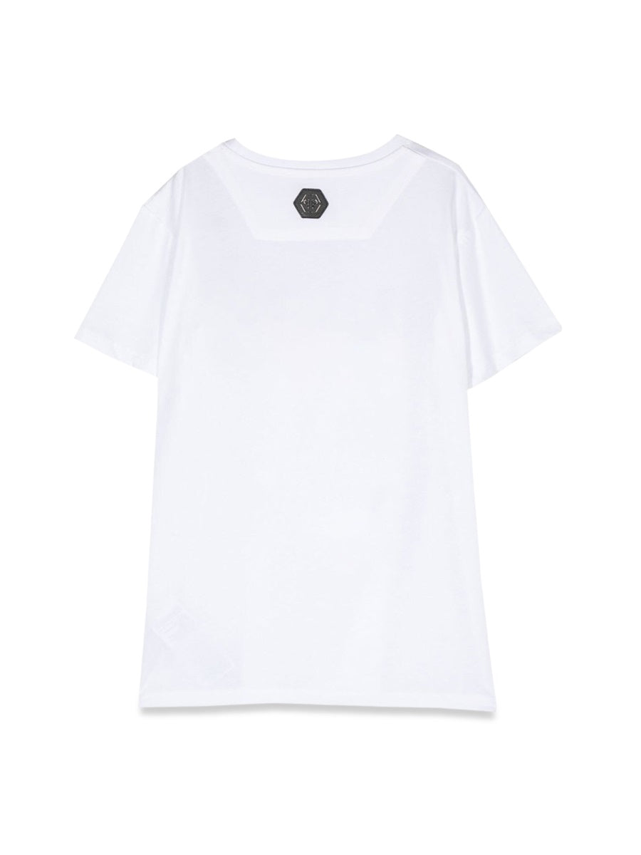 Philipp Plein Skull-Motif Cotton T-Shirt — White, view 2