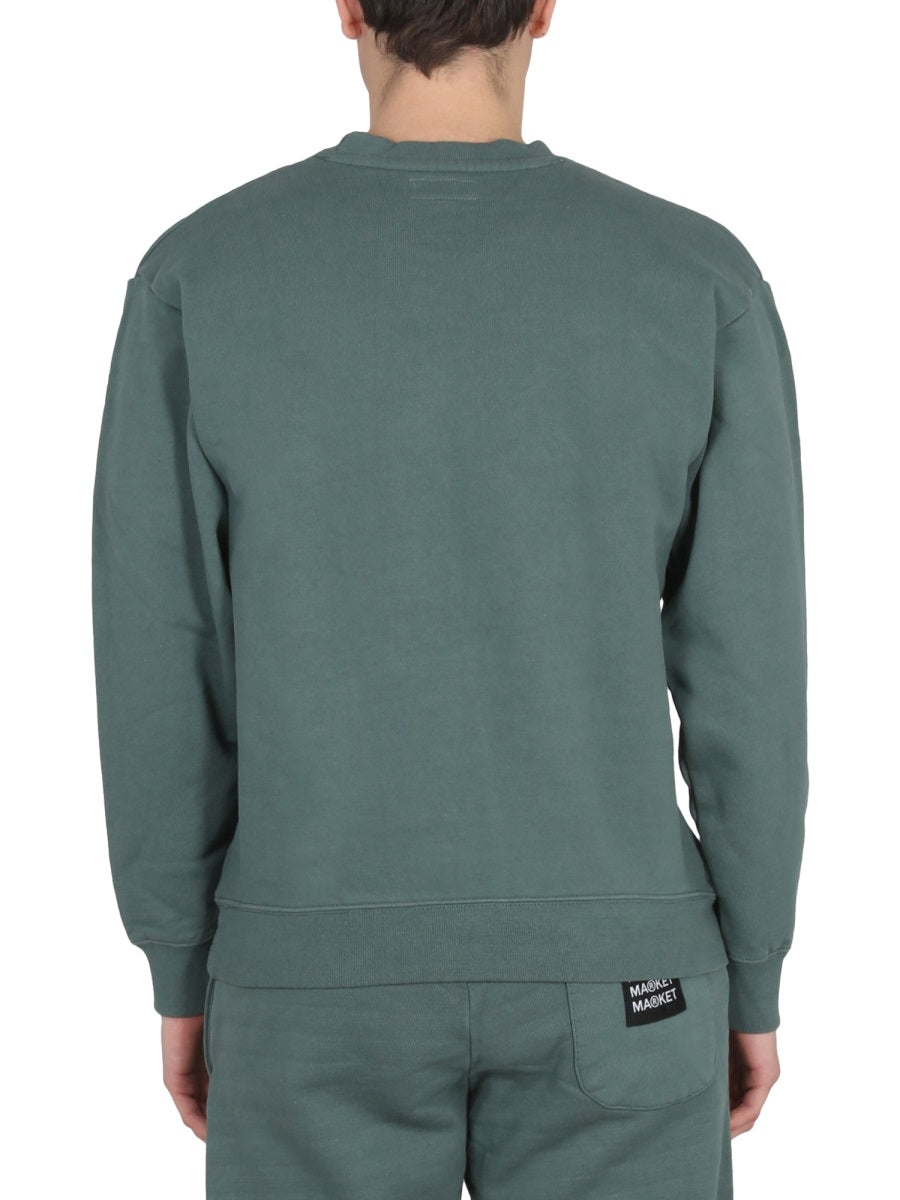 Market Vintage Wash Cross-Neck Sweatshirt — Green, view 2