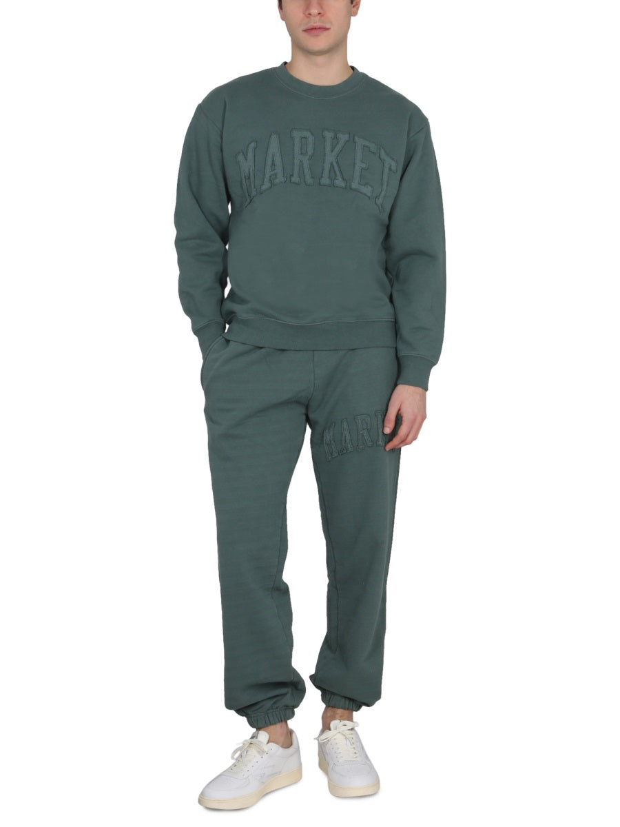 Market Vintage Wash Cross-Neck Sweatshirt — Green, view 3