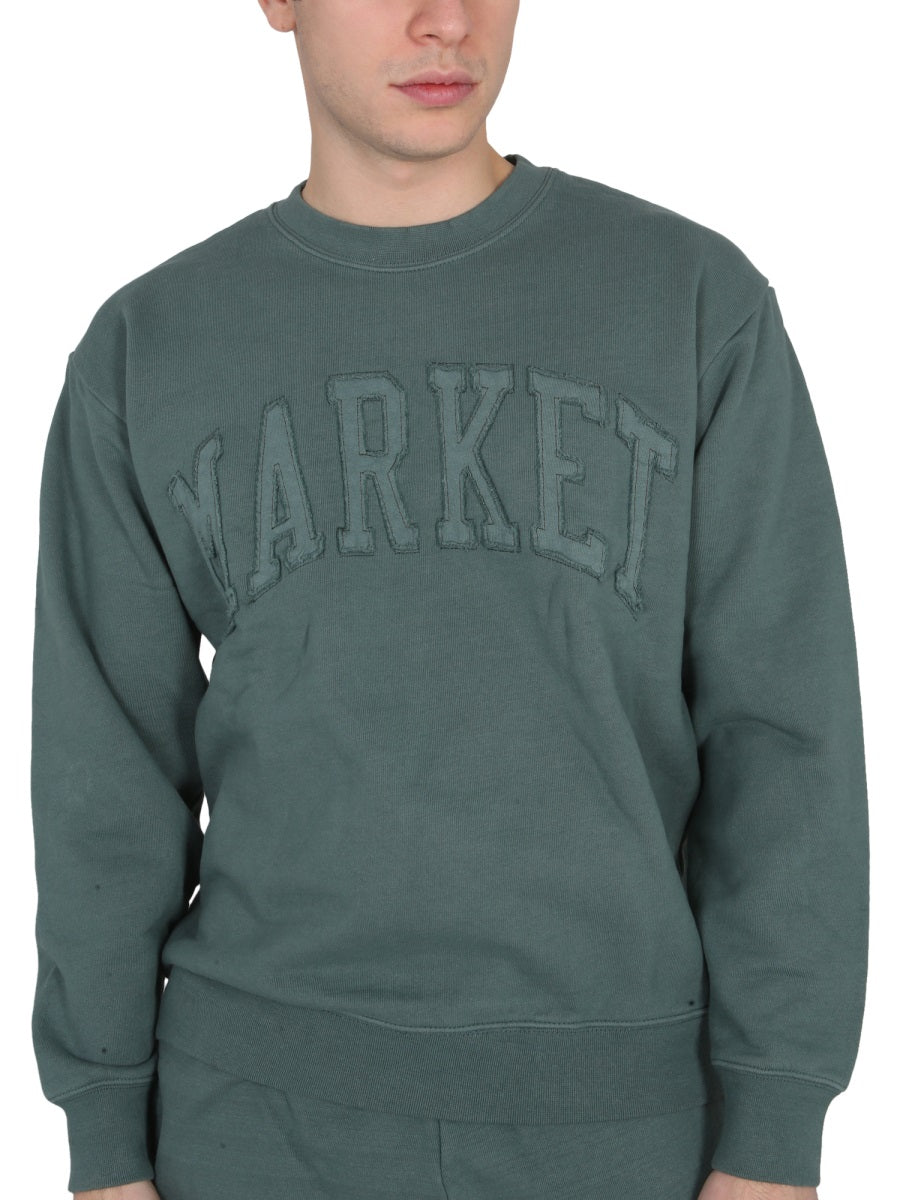 Market Vintage Wash Cross-Neck Sweatshirt — Green, view 4