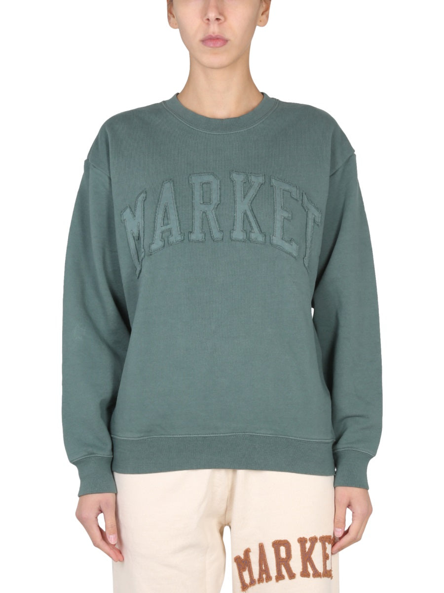 Market Vintage Wash Cross-Neck Sweatshirt — Green, view 5