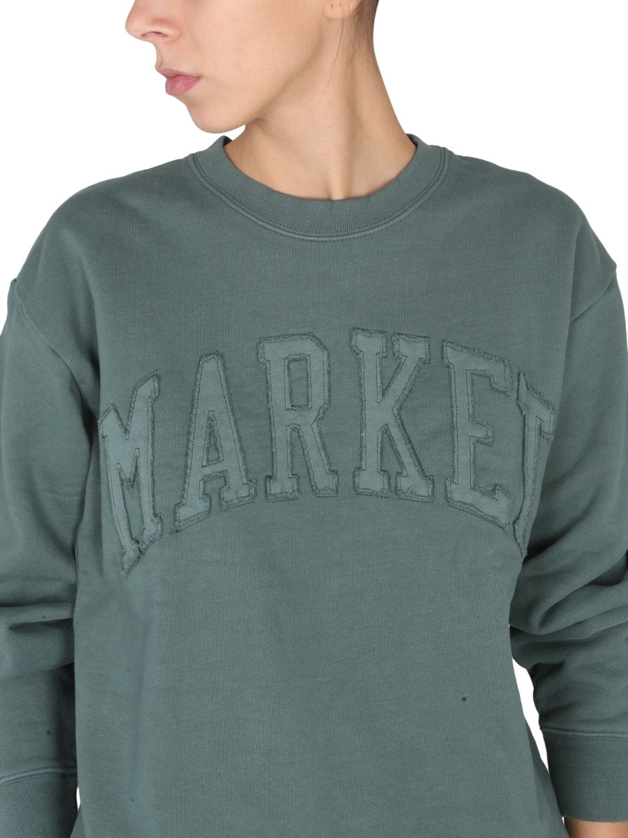 Market Vintage Wash Cross-Neck Sweatshirt — Green, view 8