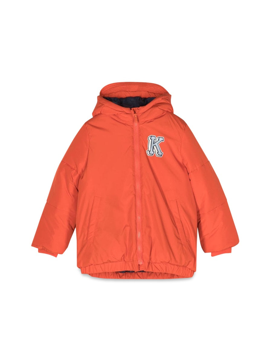 Kenzo Hooded Polyamide Down Jacket — Orange by Kenzo