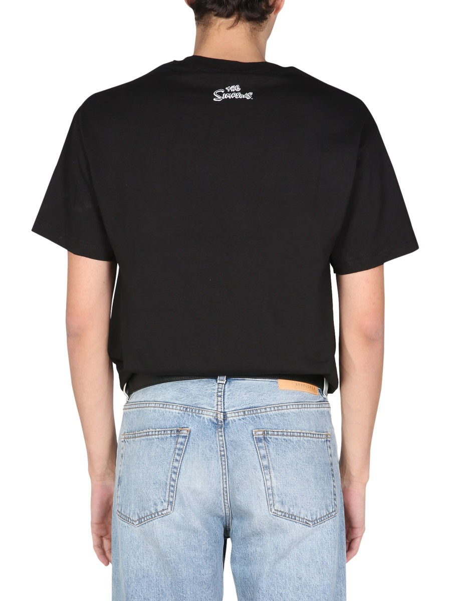Market Printed Cotton Crew Neck T-Shirt — Black, view 2