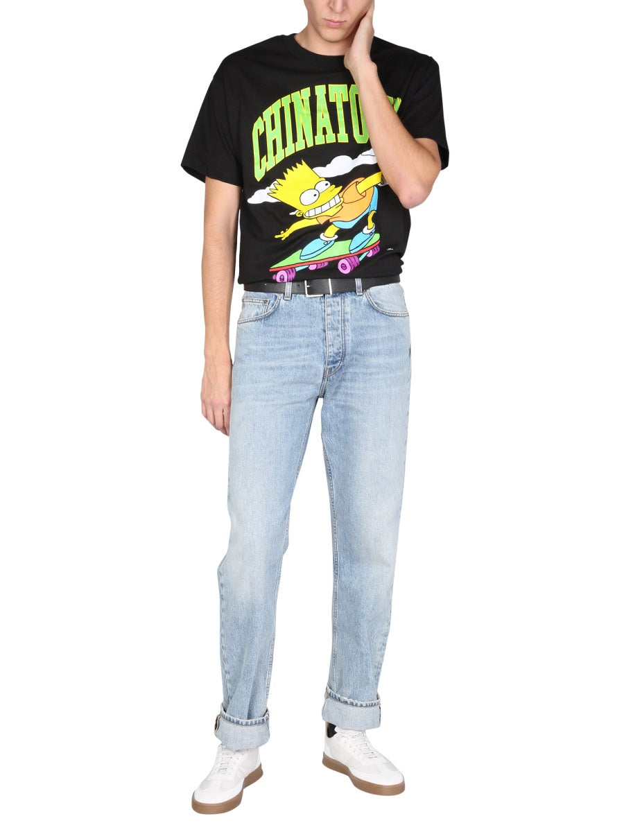 Market Printed Cotton Crew Neck T-Shirt — Black, view 3