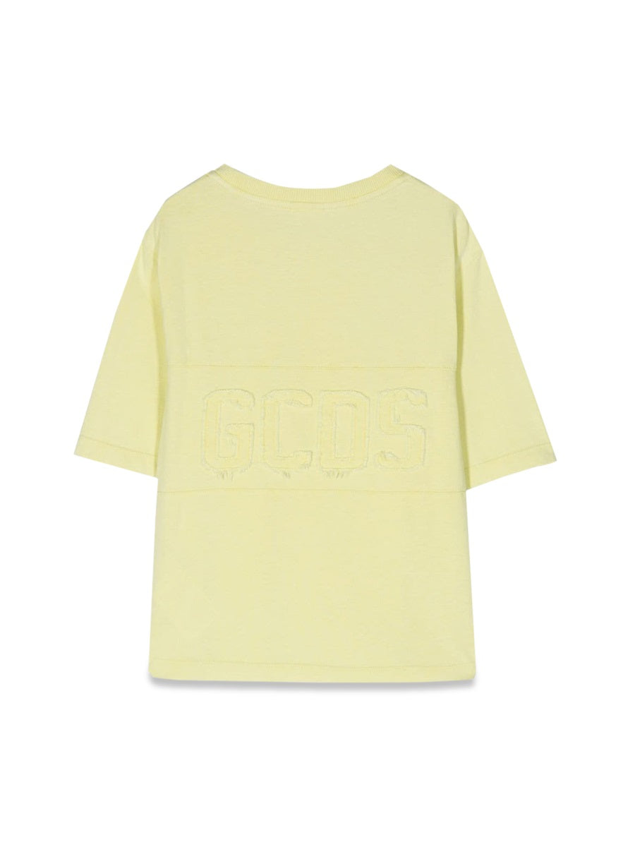 GCDS Logo-Print Cotton T-Shirt — Yellow, view 2