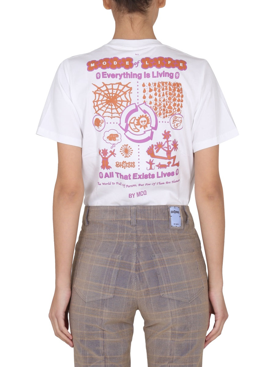 Mcq By Alexander Mcqueen Logo-Print Cotton T-Shirt — White, view 3