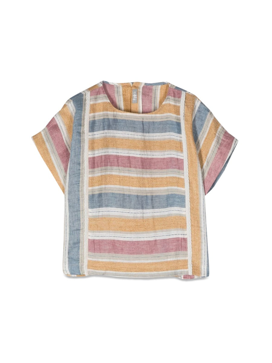 Il Gufo Striped Linen Blend Blouse — Multicolor by Il Gufo