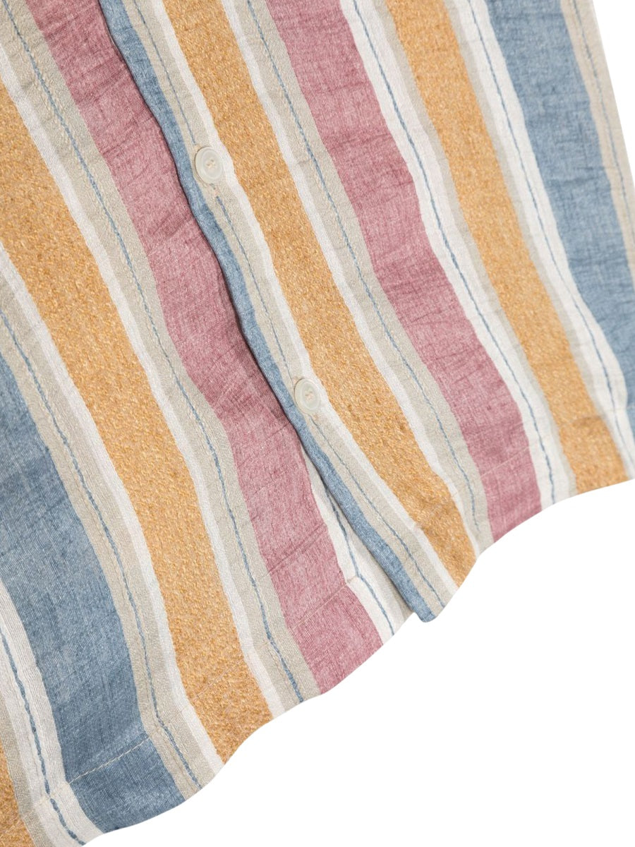 Il Gufo Striped Linen Blend Blouse — Multicolor, view 3