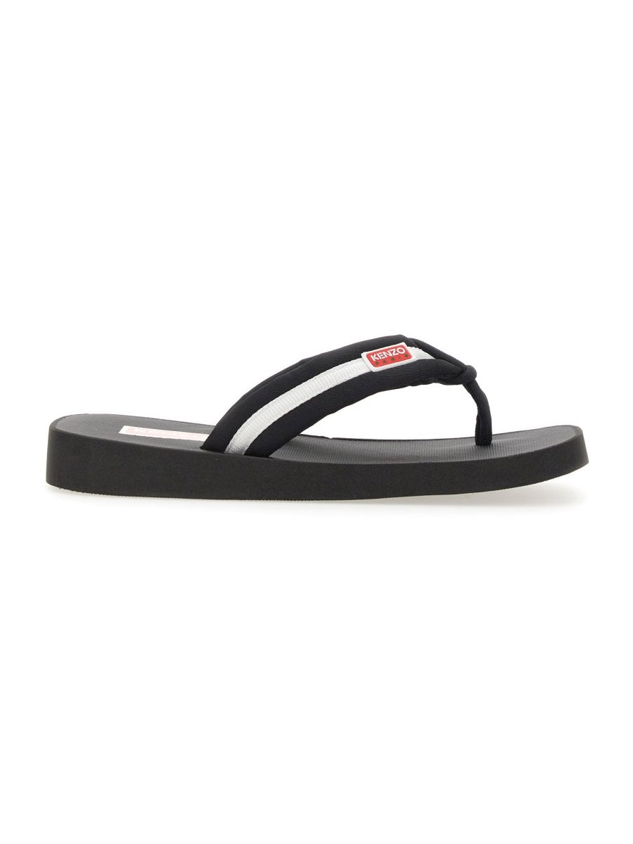 Kenzo Logo-Embroidered Nylon Slide Sandal — Black, view 2