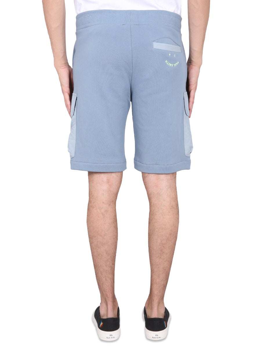 Ps Paul Smith Organic Cotton Bermuda Shorts — Blue, view 3