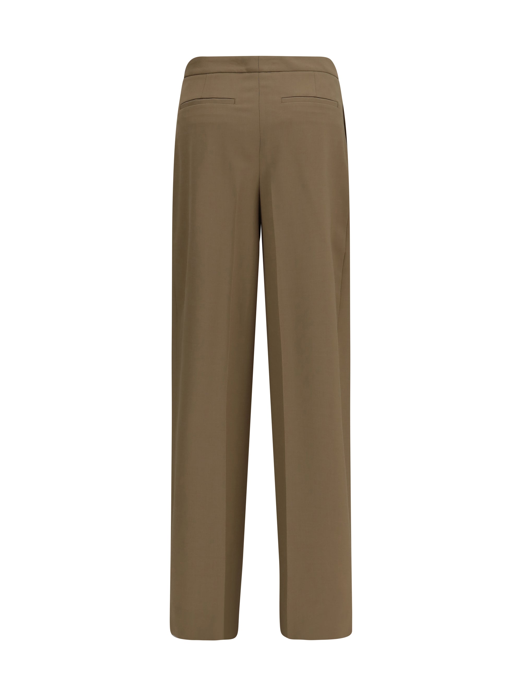 Lardini Pleated Wide-Leg Wool Trousers — Beige by Lardini