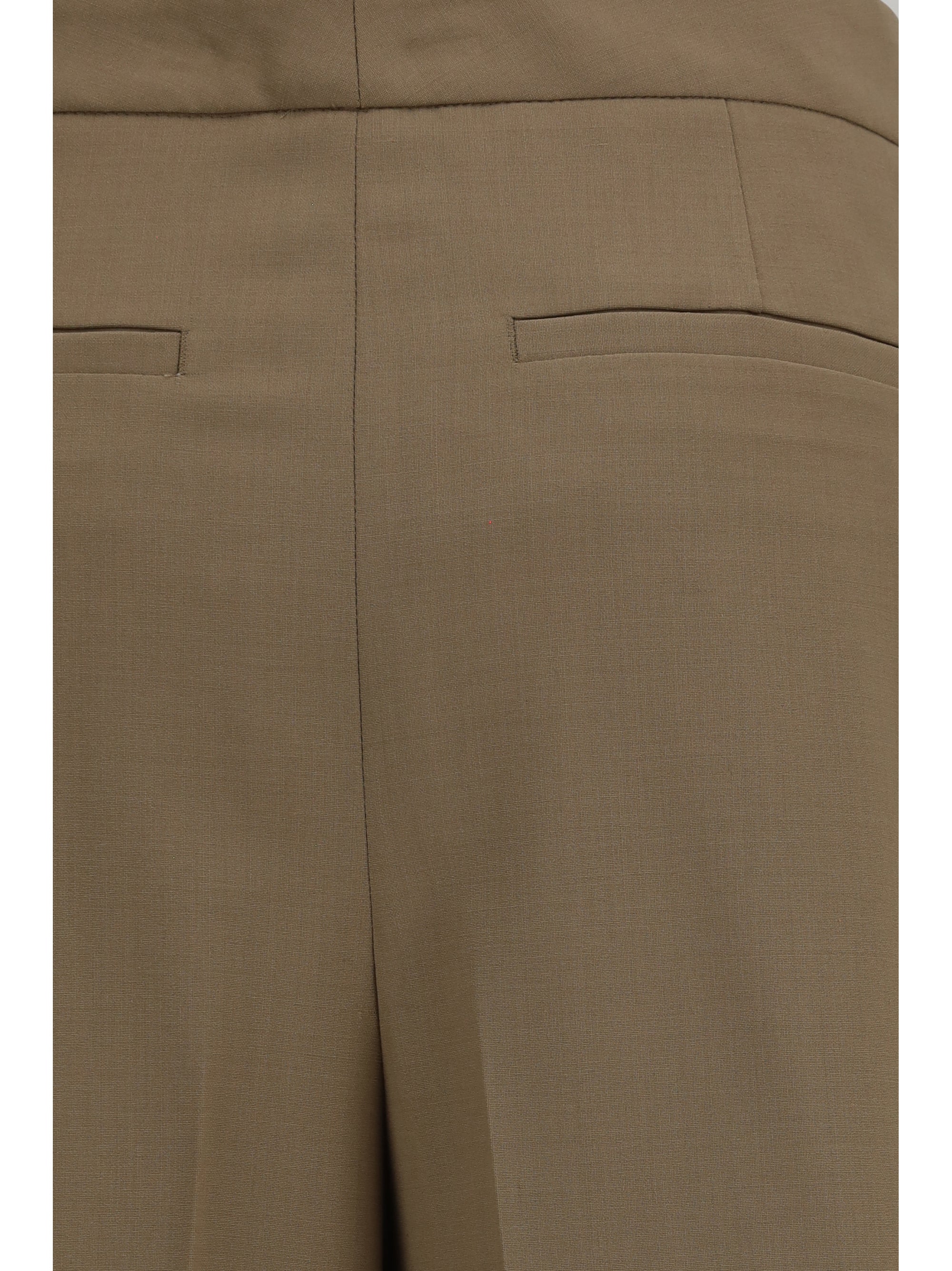 Lardini Pleated Wide-Leg Wool Trousers — Beige, view 2