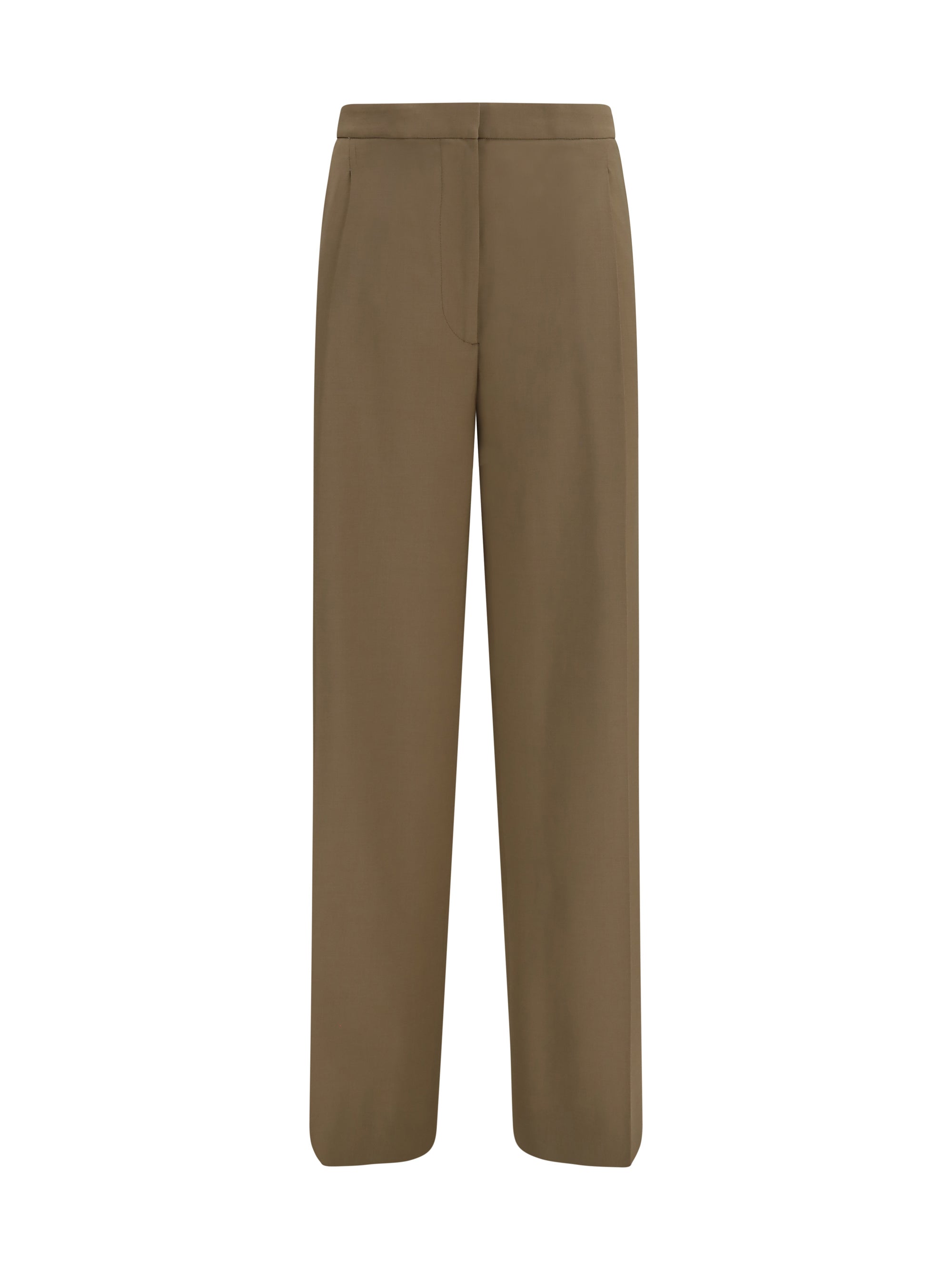 Lardini Pleated Wide-Leg Wool Trousers — Beige, view 3