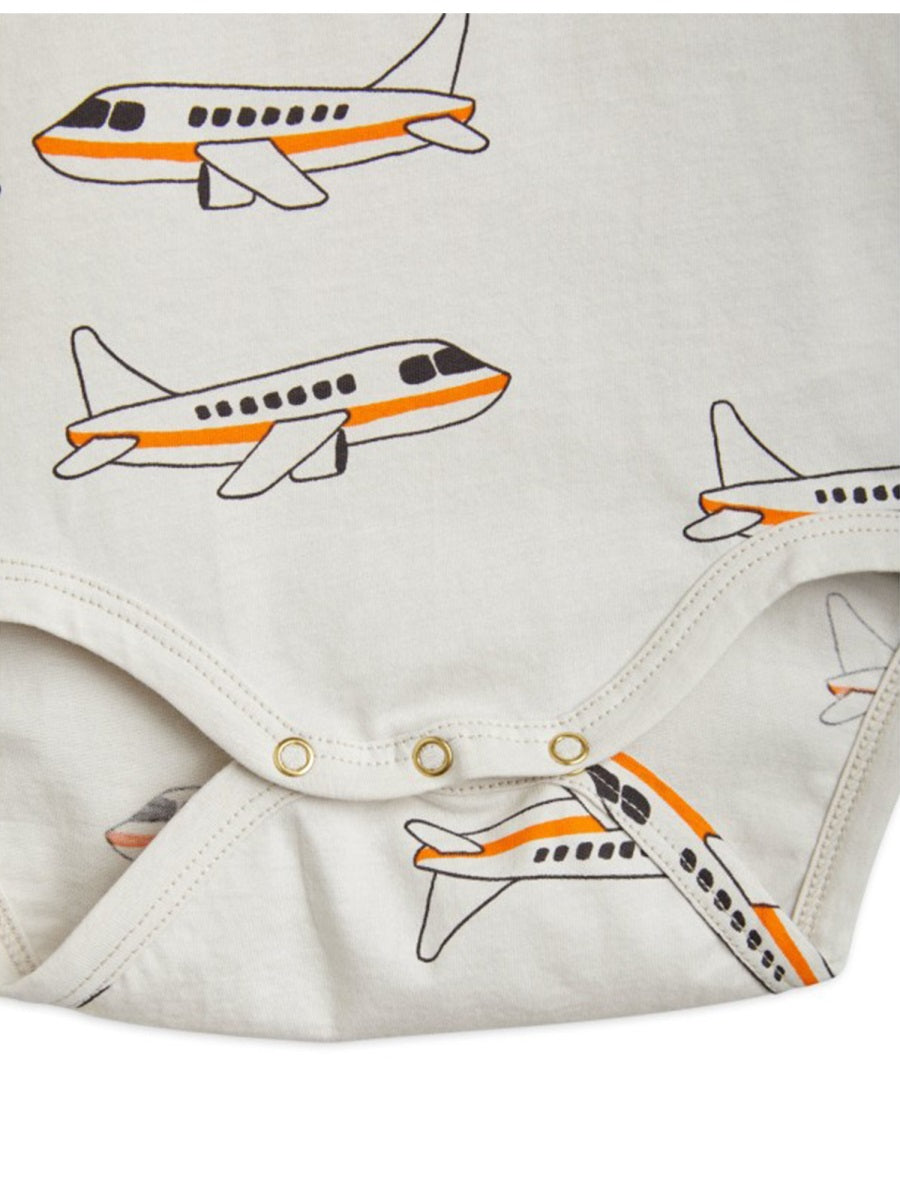 Mini Rodini Organic Cotton Airplane Motif Bodysuit — Multicolor, view 2