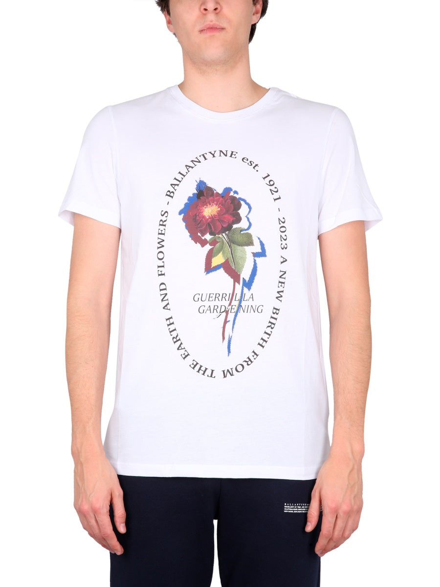 Ballantyne Crewneck Cotton with Logo Print T-Shirt — White, view 3