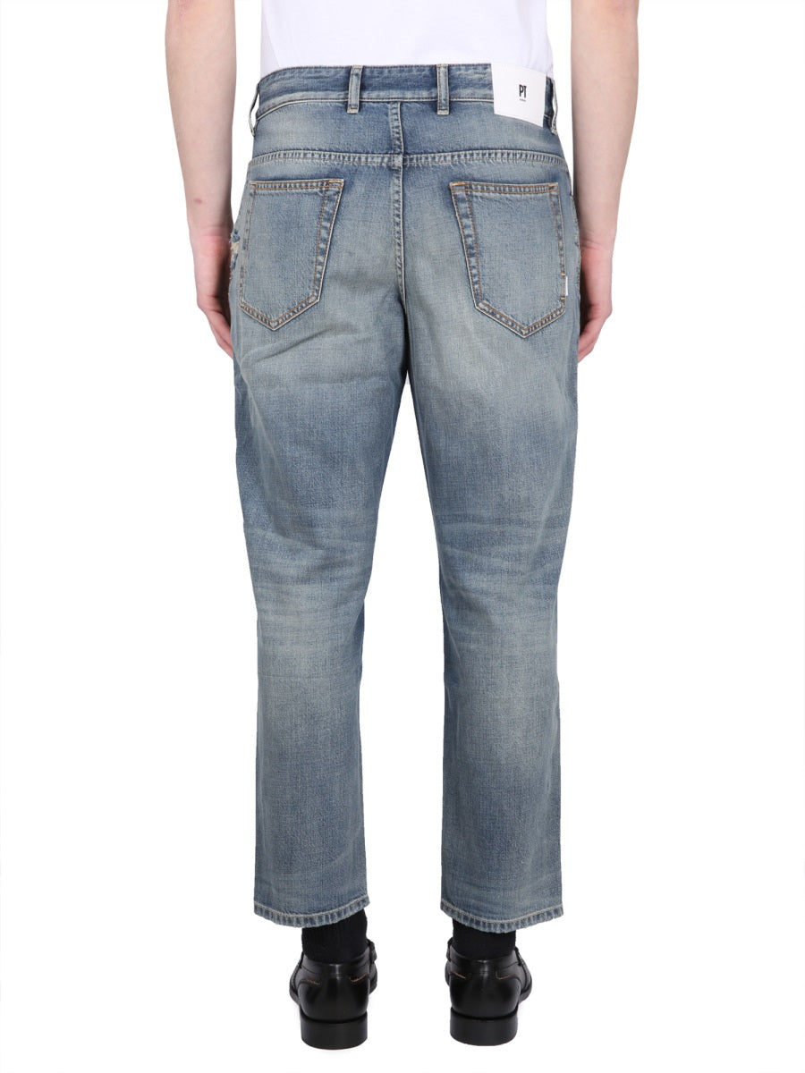 Pt Torino Cotton-Lyocell Blend Jeans — Blue, view 4