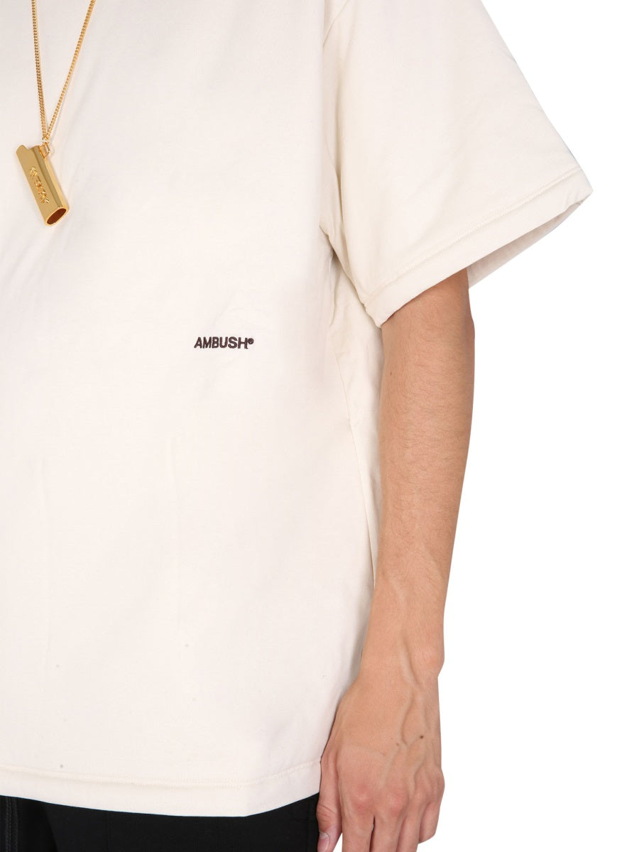 Ambush Padded Cotton with Embroidered Logo T-Shirt — Ivory, view 3