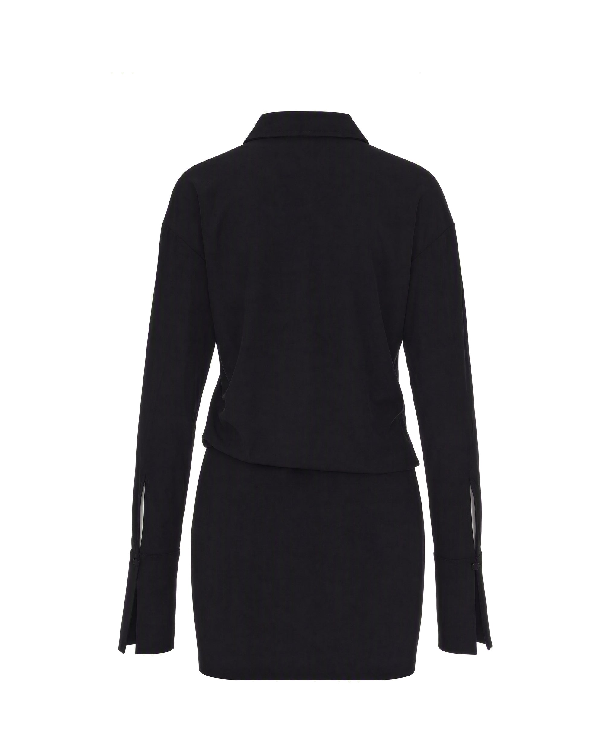 The Andamane Draped Jersey Shirt Dress Shirt — Black, view 2