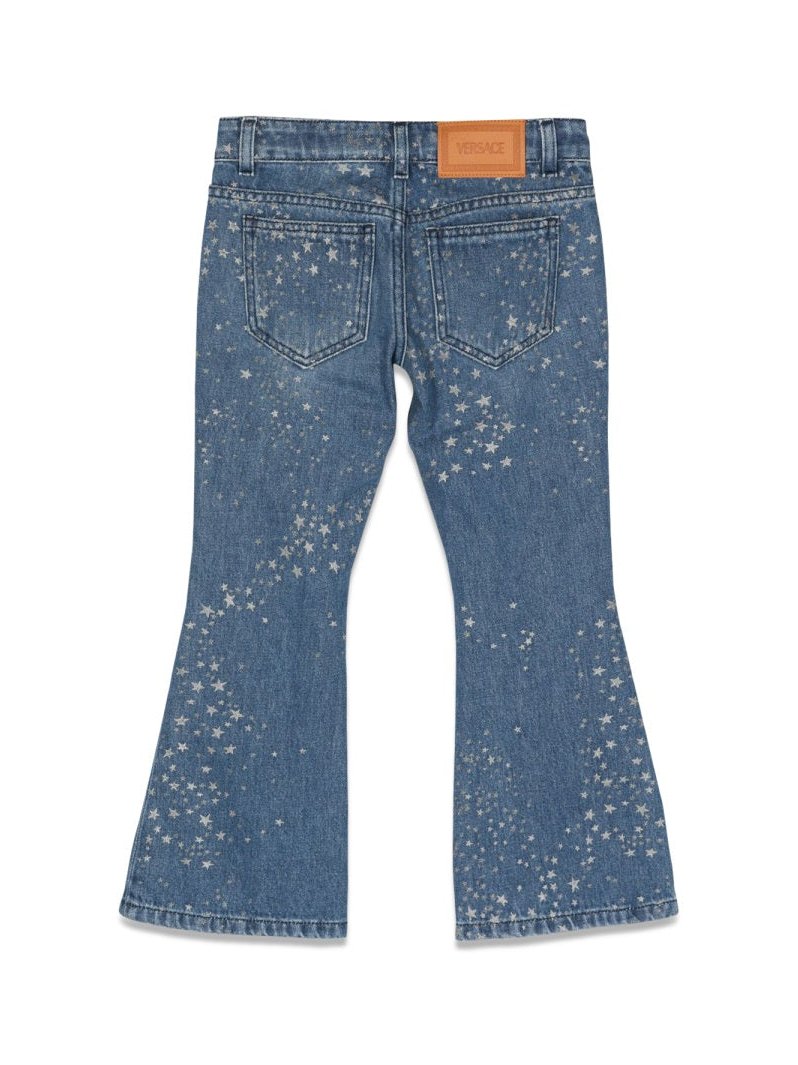 Versace Glitter-Print Denim Jeans — Blue, view 2