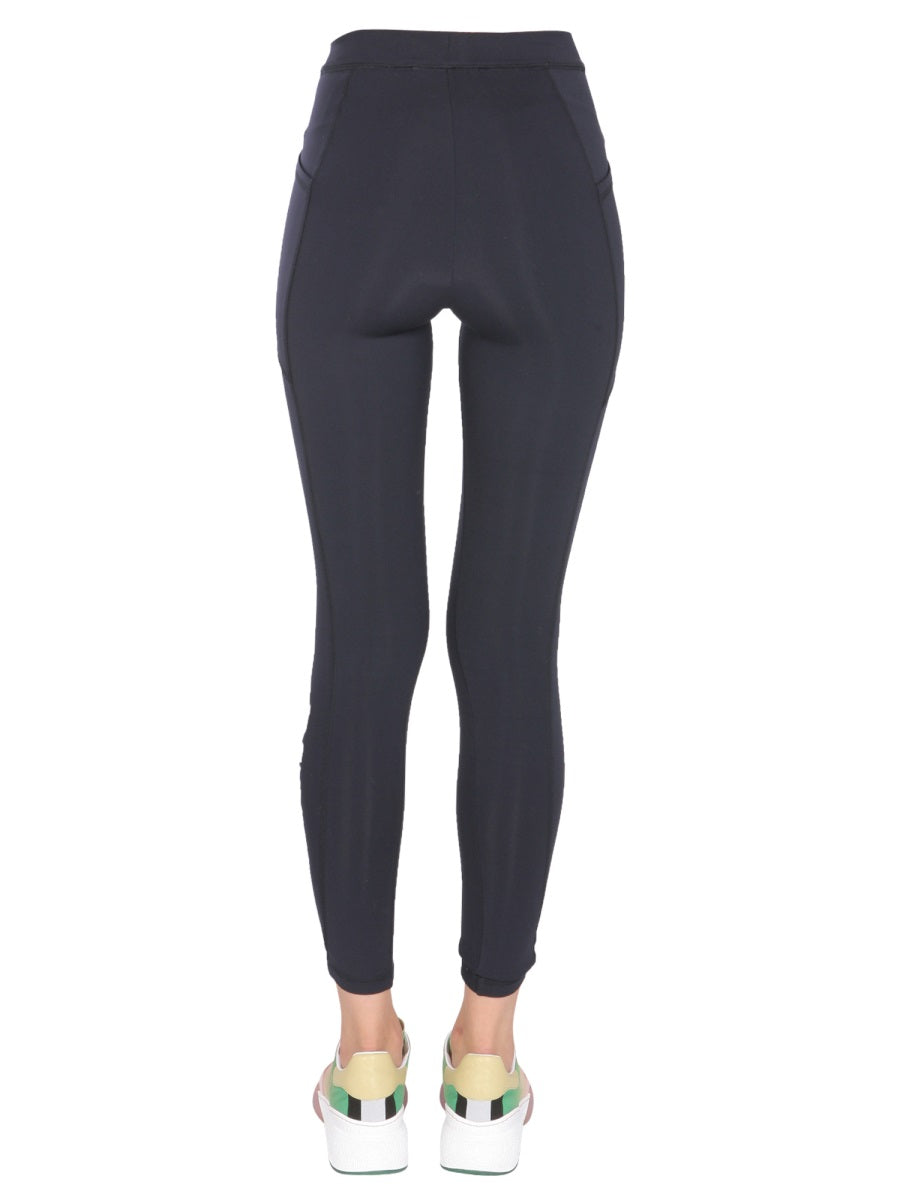 Stella McCartney Logo-Print Scuba Leggings — Blue, view 2
