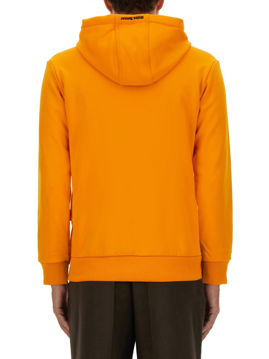 Adidas Recycled Polyester Hooded Sweatshirt — Orange, view 3