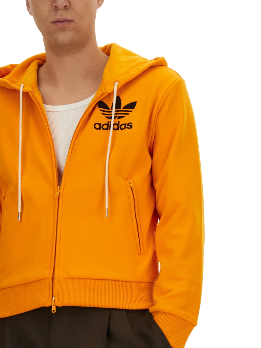 Adidas Recycled Polyester Hooded Sweatshirt — Orange, view 4
