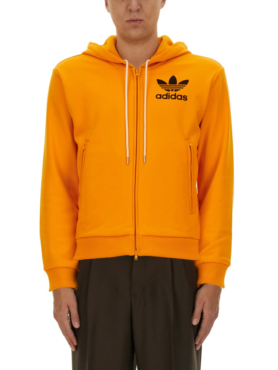 Adidas Recycled Polyester Hooded Sweatshirt — Orange, view 5