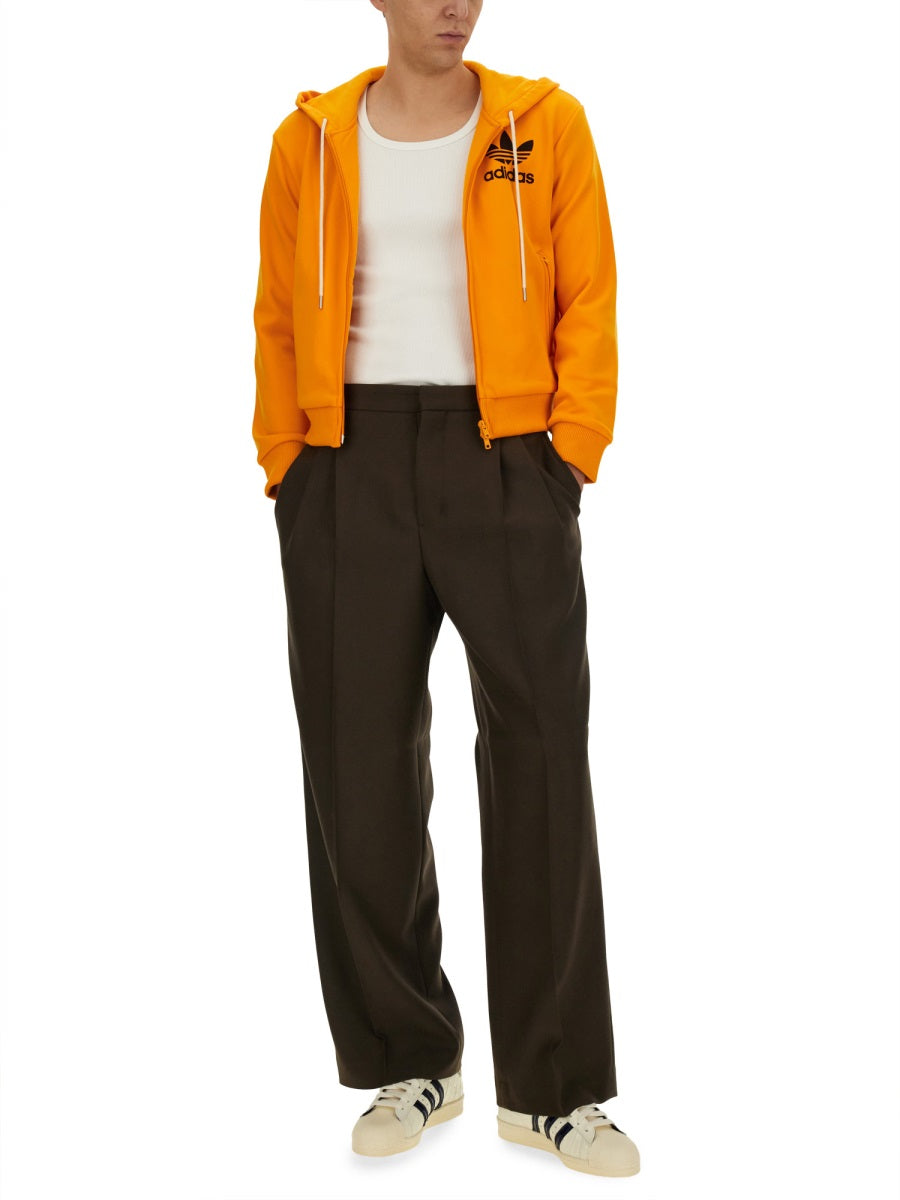 Adidas Recycled Polyester Hooded Sweatshirt — Orange, view 6