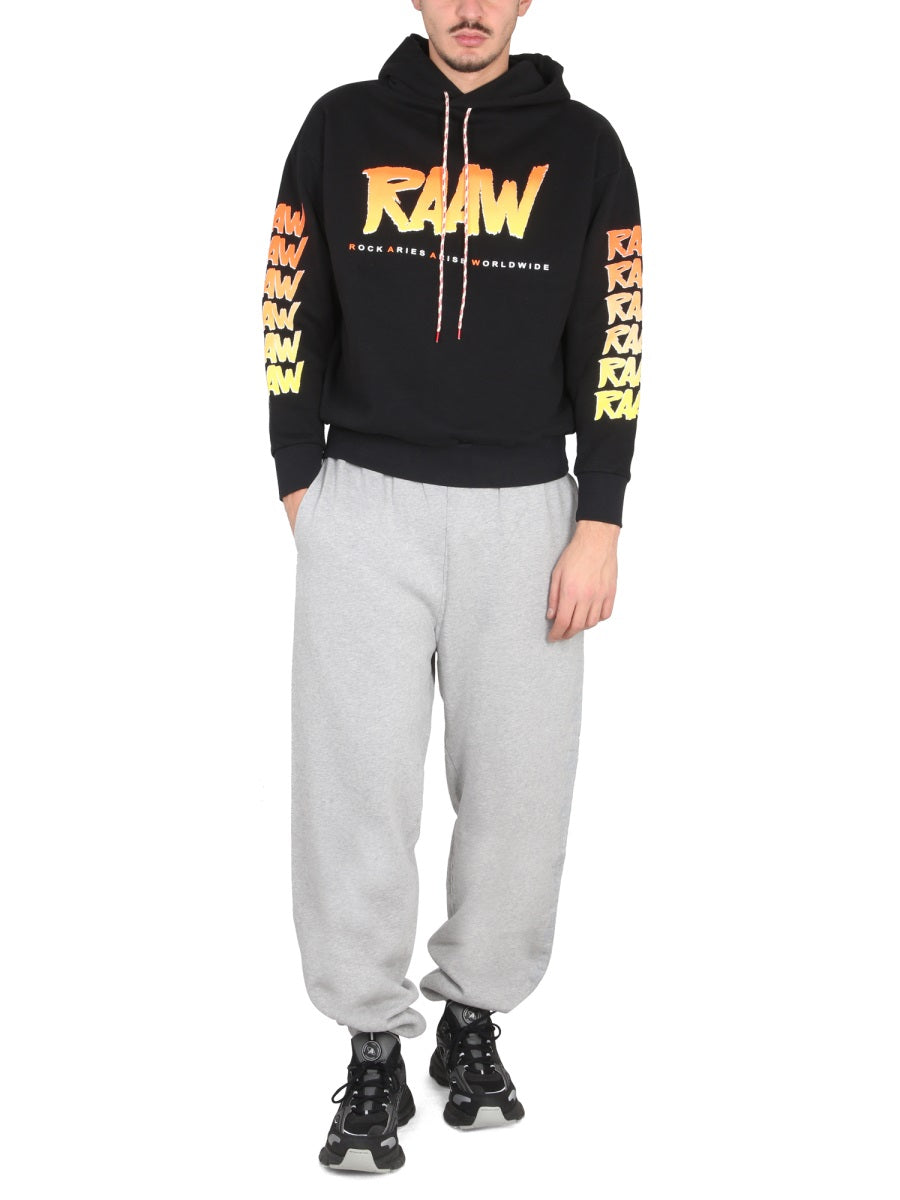 Aries Logo-Print Cotton Sweatshirt — Black by Aries