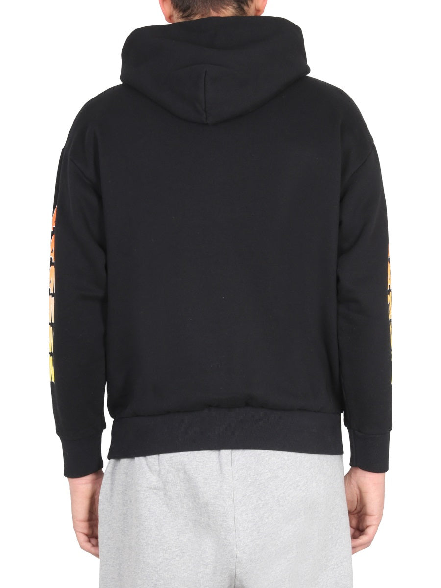Aries Logo-Print Cotton Sweatshirt — Black, view 3