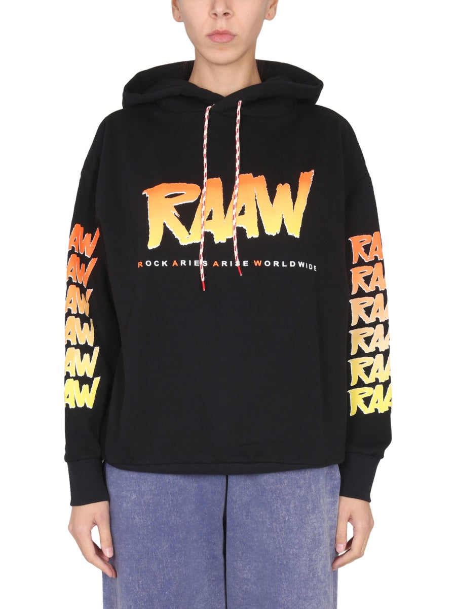 Aries Logo-Print Cotton Sweatshirt — Black, view 5