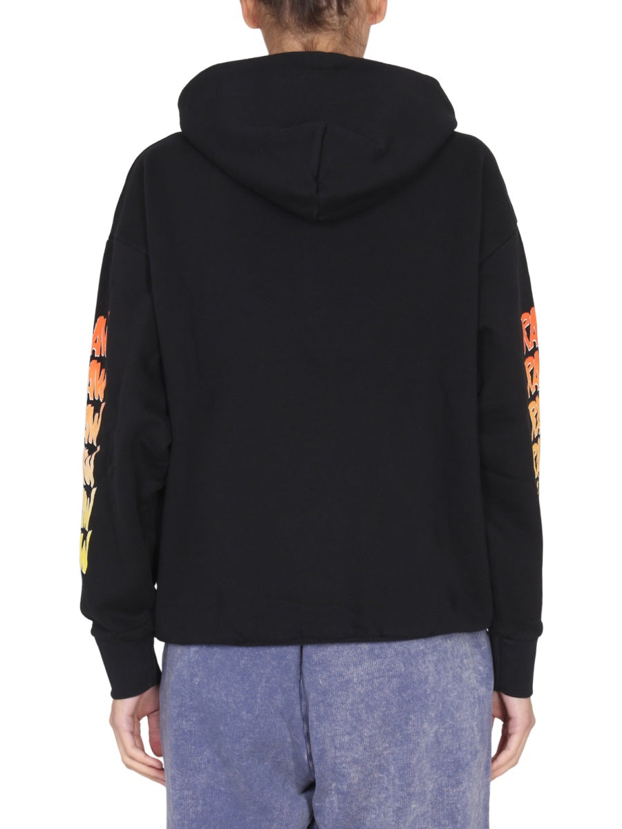 Aries Logo-Print Cotton Sweatshirt — Black, view 6