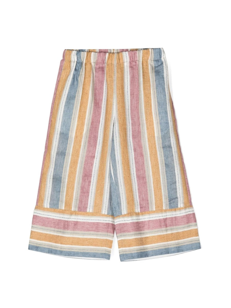Il Gufo Striped Linen Capris — Multicolor by Il Gufo