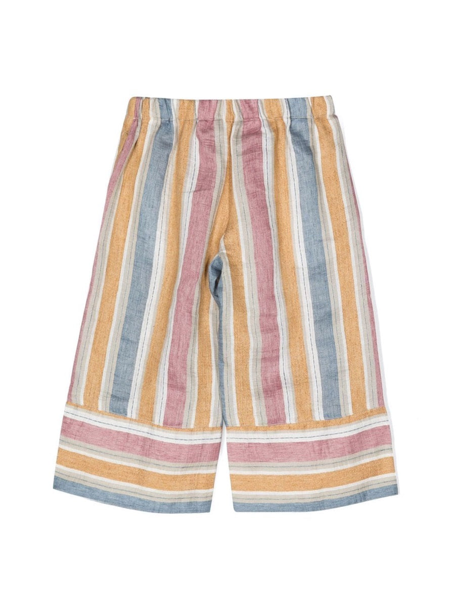 Il Gufo Striped Linen Capris — Multicolor, view 2