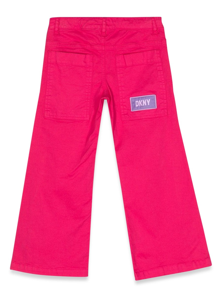 DKNY Wide-Leg Cotton Trousers — Pink, view 3